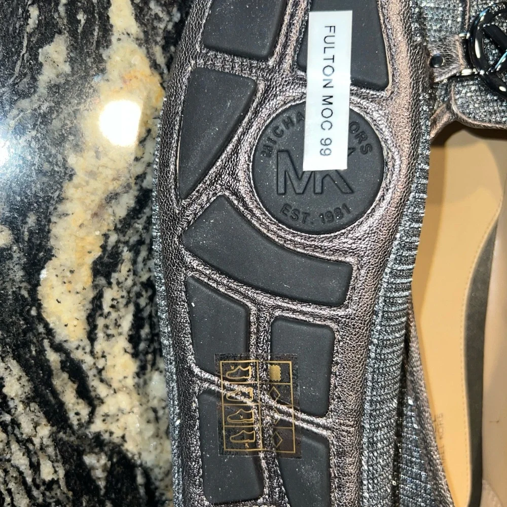 Michael Kors MK Logo Flats 7M Glitter Chain Mesh - Picture 4 of 4